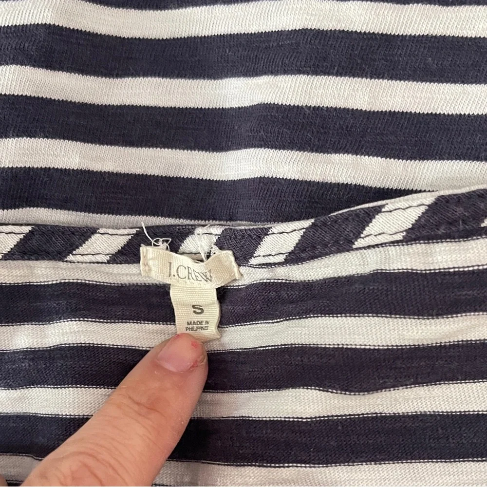 J. Crew‎ 100% Cotton Blue & White Striped Side-Tie Tee S